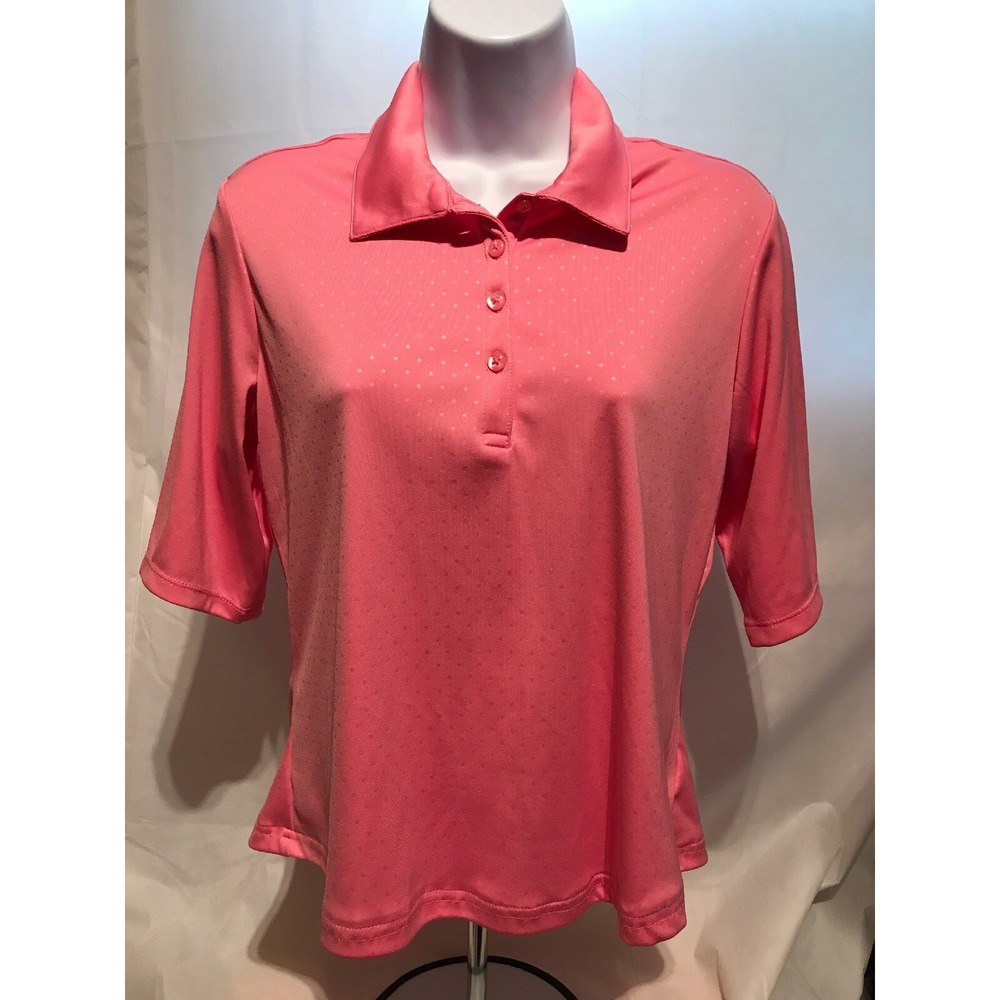 Greg Norman Womens Golf Shirt Small Pink Play Dri Button Front Short‎ Sleeve